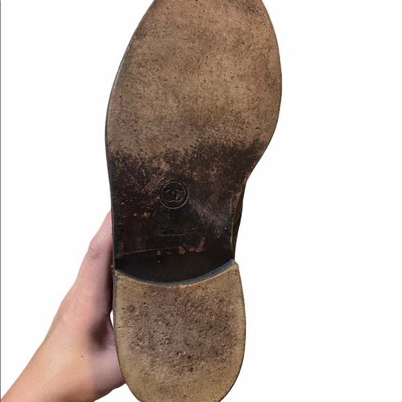 CHANEL CC Logo Leather Knee High Riding Boots - Picture 9 of 12